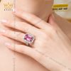 Nhẫn nữ vàng trắng Au750 đính kim cương và đá sapphire hồng