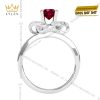 Nhẫn nữ vàng trắng Au750 đính kim cương và sapphire đỏ