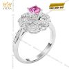 Nhẫn nữ vàng trắng Au750 đính kim cương và sapphire tím