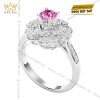 Nhẫn nữ vàng trắng Au750 đính kim cương và sapphire tím