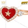 Nhẫn trái tim đính ngôi sao vàng hồng Au750 và kim cương
