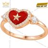 Nhẫn trái tim đính ngôi sao vàng hồng Au750 và kim cương