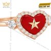 Nhẫn trái tim đính ngôi sao vàng hồng Au750 và kim cương