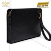 Túi Clutch da bê đen khóa vân tay