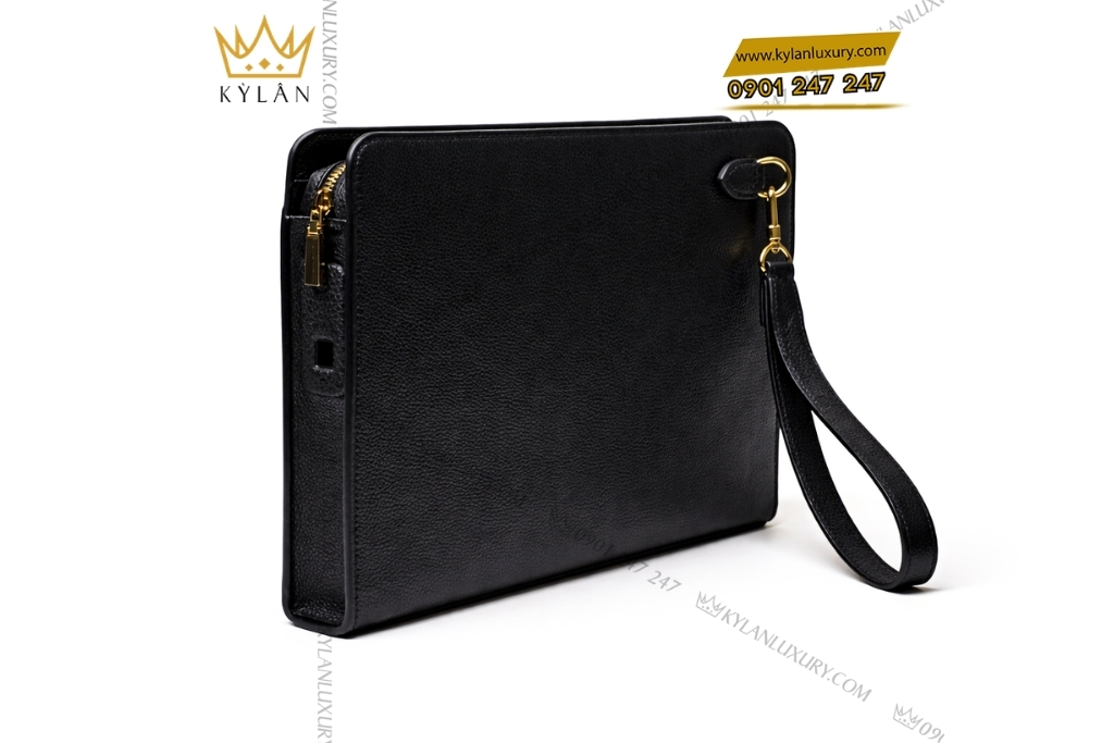 Túi Clutch da bê đen khóa vân tay 4 Túi Clutch da bê đen khóa vân tay