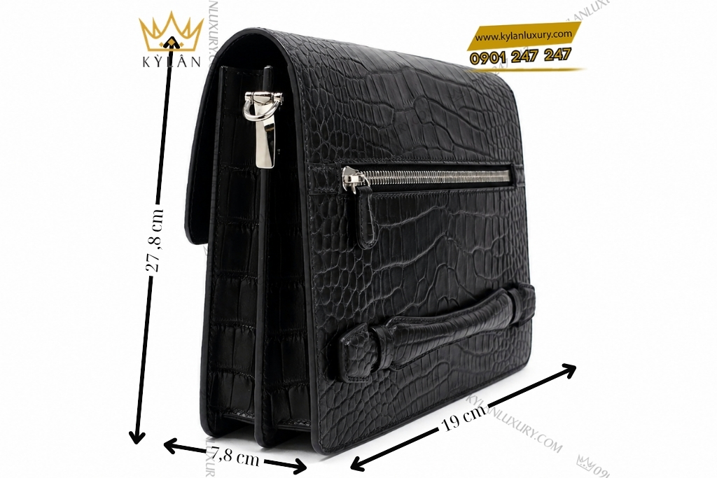Túi Clutch da cá Alligator màu đen