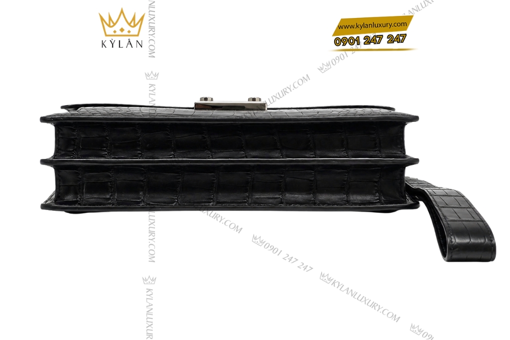 Túi Clutch da cá Alligator màu đen