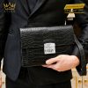 Túi Clutch da cá Alligator màu đen