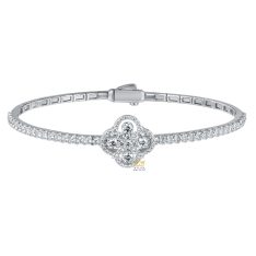 Vòng tay vàng trắng Au750 đính kim cương