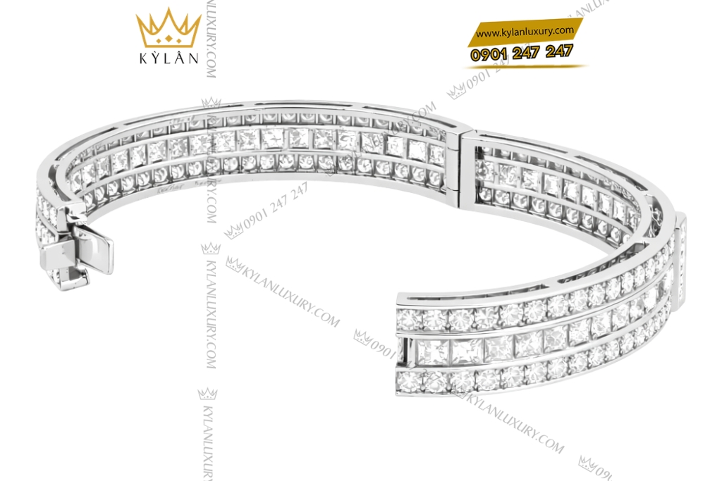 Vòng tay vàng trắng Au750 đính kim cương 10 Kỳ Lân Luxury Vong tay vang trang Au750 dinh kim cuong 4 Vòng tay vàng trắng Au750 đính kim cương
