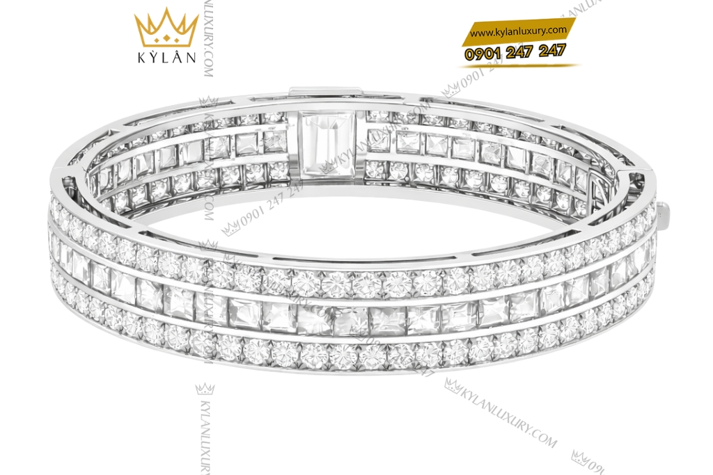 Vòng tay vàng trắng Au750 đính kim cương 8 Kỳ Lân Luxury Vong tay vang trang Au750 dinh kim cuong 6 Vòng tay vàng trắng Au750 đính kim cương