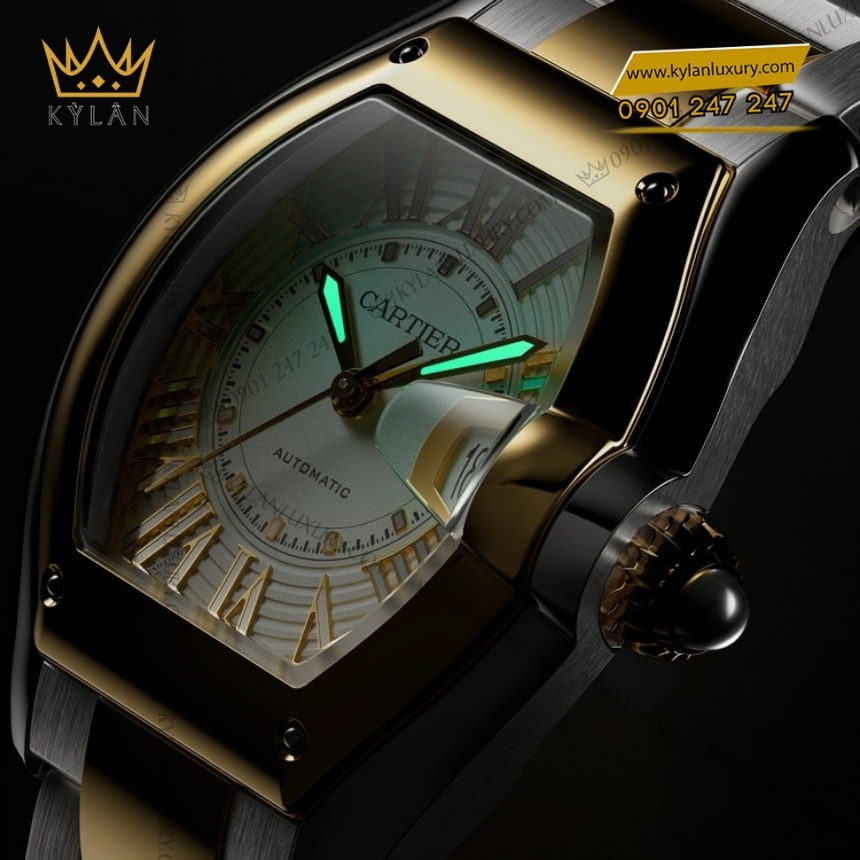 Kỳ Lân Luxury cartier roadster demi vang vang 42mm crw2rd0009 3 Đồng hồ Cartier Roadster demi vàng vàng 42mm CRW2RD0009