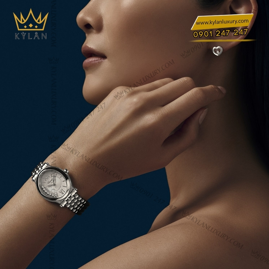 Kỳ Lân Luxury chopard happy sport 275362 5005 thep mat bac 2 Đồng hồ Chopard Happy Sport thép mặt số bạc 278602-3002