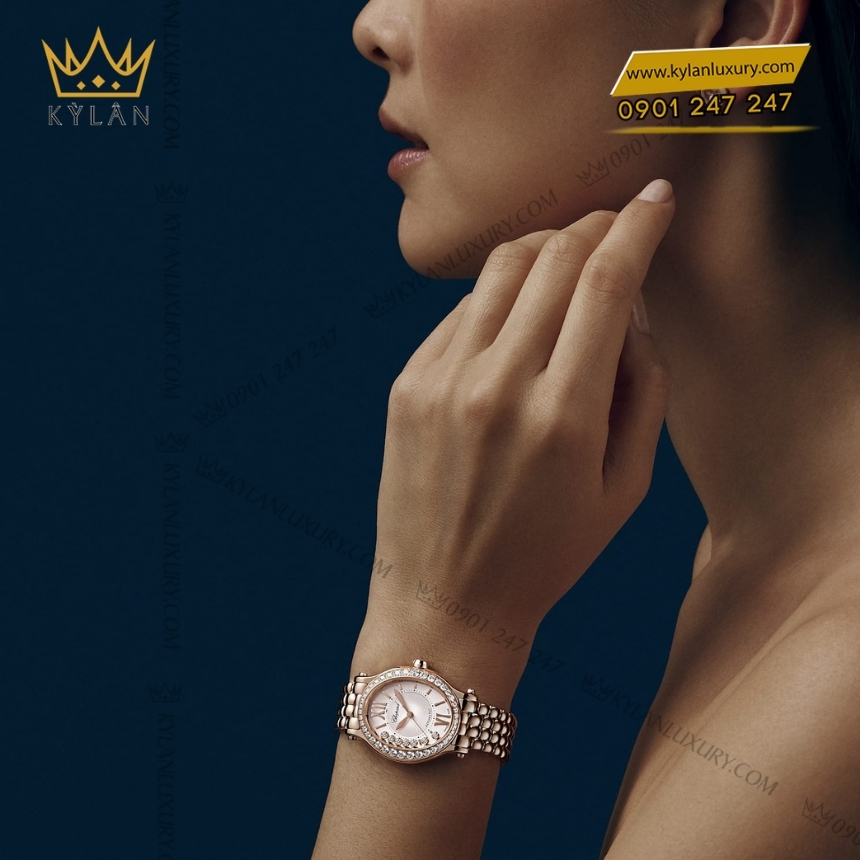 Kỳ Lân Luxury chopard happy sport 275362 5005 vang hong 3 Đồng hồ Chopard Happy Sport vàng hồng vành kim 275362-5005