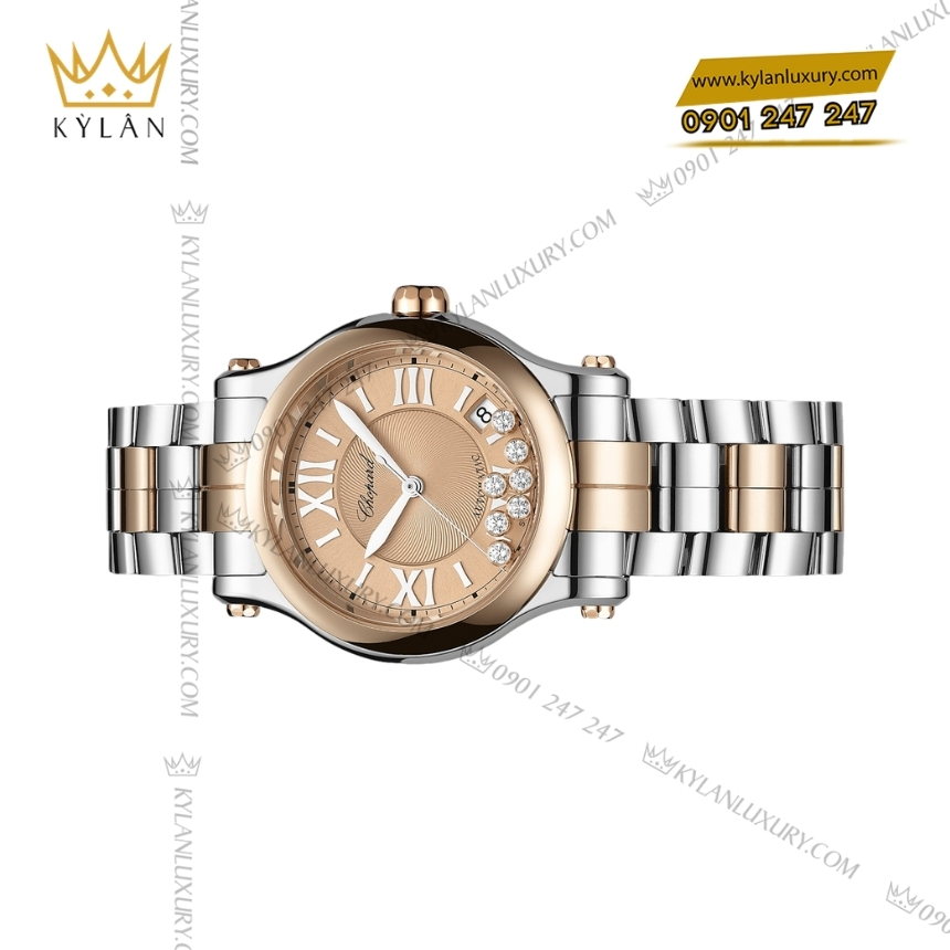 Kỳ Lân Luxury chopard happy sport 278559 6019 vang hong kim cuong 7 Đồng hồ Chopard Happy Sport mặt số vàng hồng 278559-6019