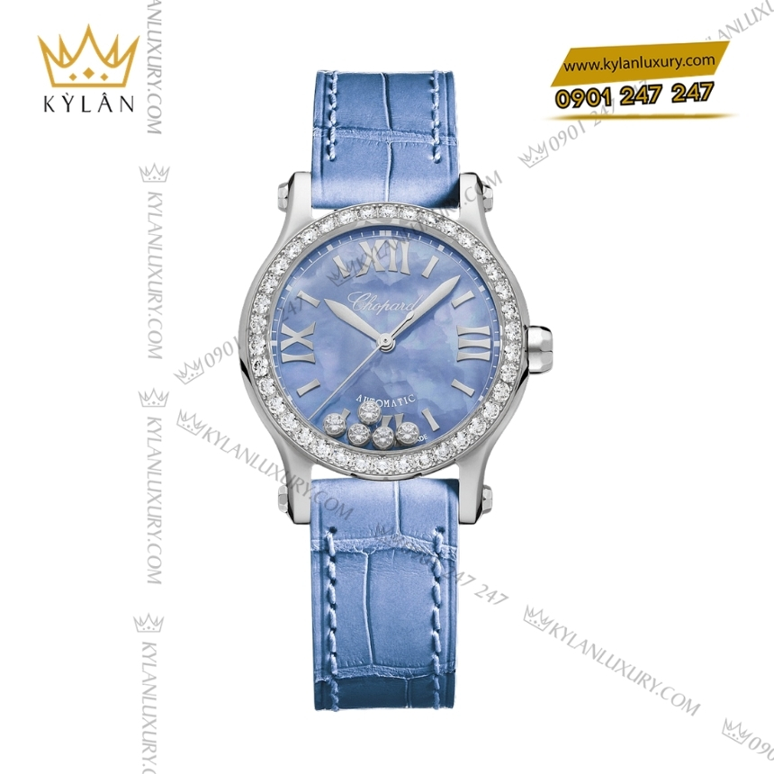 Kỳ Lân Luxury chopard happy sport 278573 3010 xa cu xanh duong 6 Đồng hồ Chopard Happy Sport mặt xà cừ xanh 278573-3010