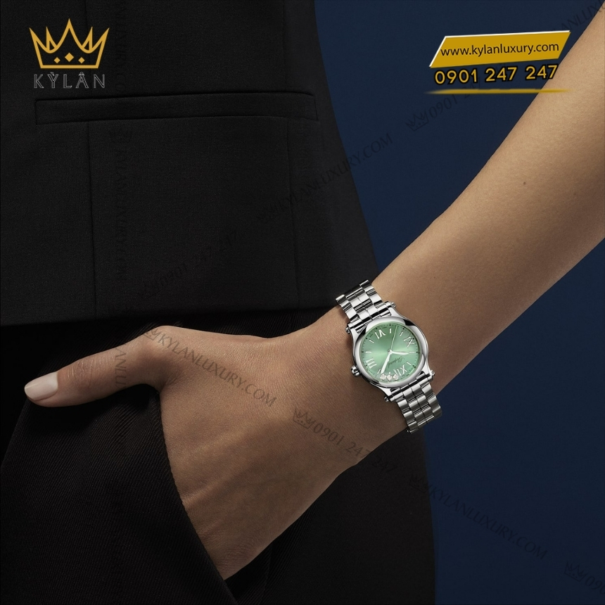 Kỳ Lân Luxury chopard happy sport 278590 3013 mat xanh la 6 Đồng hồ Chopard Happy Sport mặt số xanh 278590-3013