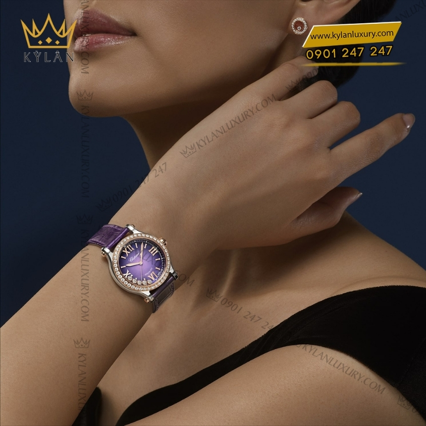 Kỳ Lân Luxury chopard happy sport 278608 6012 xa xu tim 2 Đồng hồ Chopard Happy Sport xà cừ tím 278608-6012
