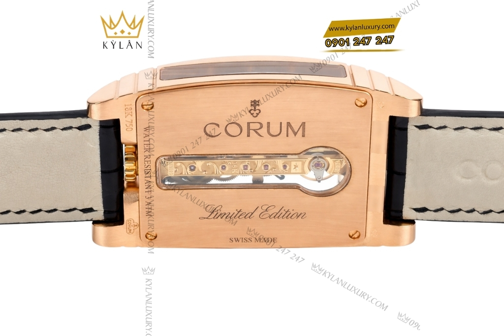 Kỳ Lân Luxury corum vang hong custom vanh kim vuong 10 Đồng hồ Corum Golden Bridge vàng hồng custom vành kim vuông