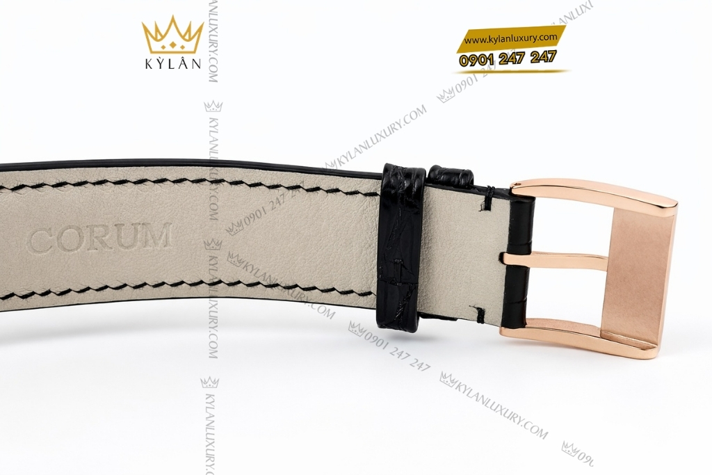 Kỳ Lân Luxury corum vang hong custom vanh kim vuong 2 Đồng hồ Corum Golden Bridge vàng hồng custom vành kim vuông