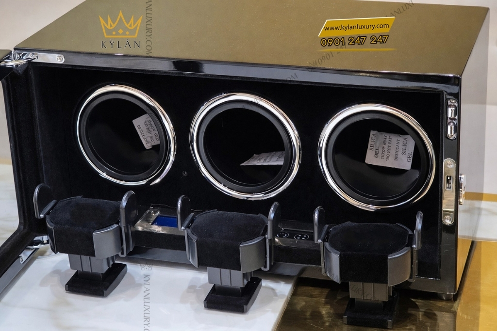 Kỳ Lân Luxury hop xoay dong ho 3 ngan nam ngang 5 Hộp xoay đồng hồ 3 ngăn cao cấp