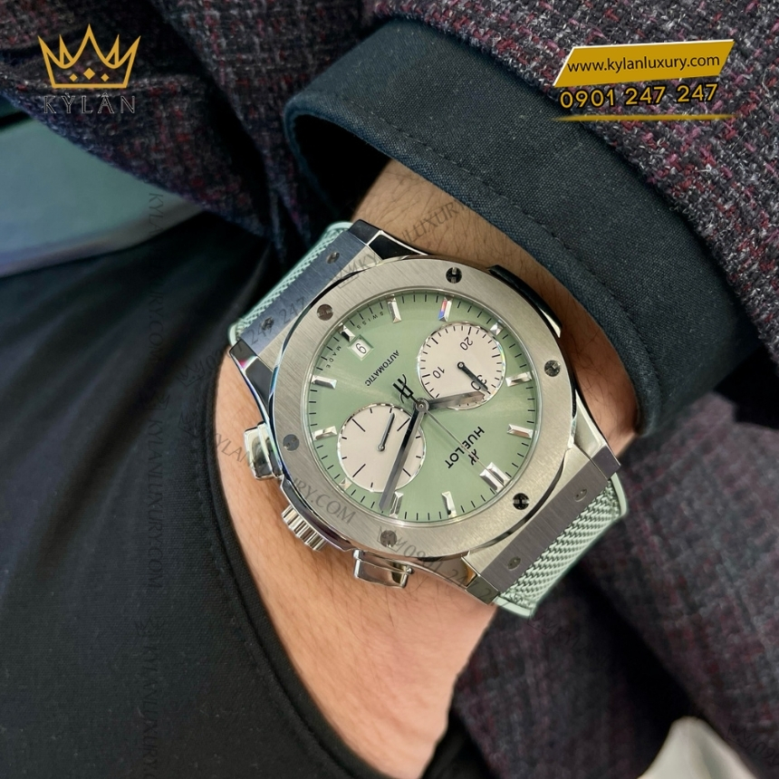 Kỳ Lân Luxury hublot classic fusion chronograph titanium sage green 45mm 2 Đồng hồ Hublot Classic Fusion Chronograph Titanium Sage Green 45mm