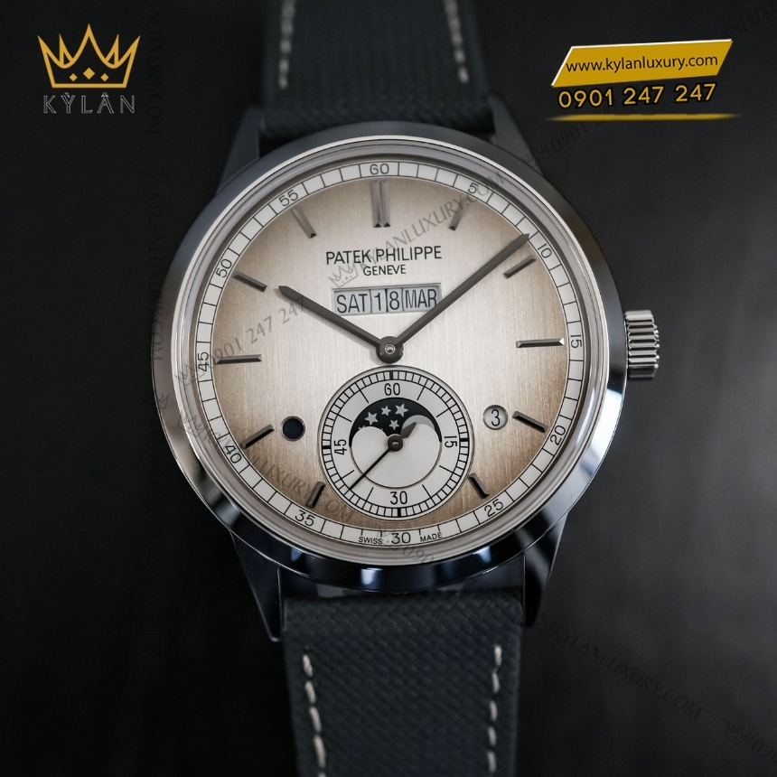 Kỳ Lân Luxury patek philippe 5236p 011 grand complications 2 1 Đồng hồ Patek Philippe Grand Complications mặt bạc satin 5236P-011