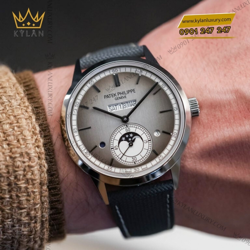 Kỳ Lân Luxury patek philippe 5236p 011 grand complications 7 1 Đồng hồ Patek Philippe Grand Complications mặt bạc satin 5236P-011