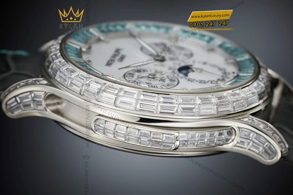Kỳ Lân Luxury patek philippe 5374 400p 001 paraiba tourmaline 8 Đồng hồ Patek Philippe xà cừ đá quý xanh 5374/400P-001