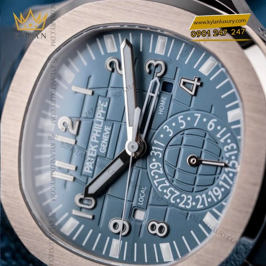 Kỳ Lân Luxury patek philippe aquanaut 5164g 001 travel time 2 Đồng hồ Patek Philippe Aquanaut Travel Time mặt xanh xám 5164G-001