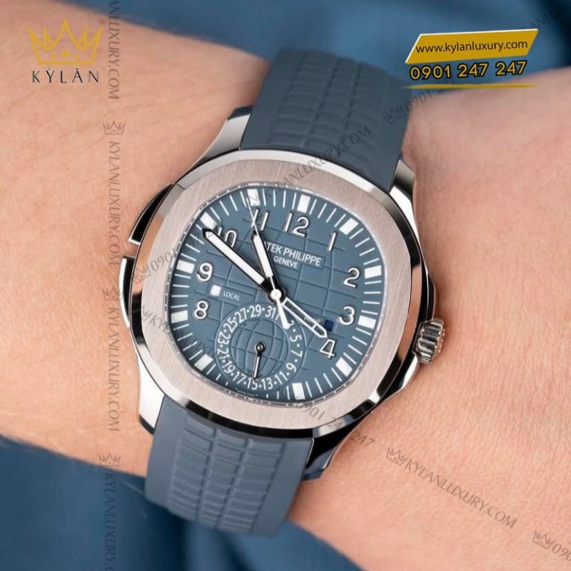 Đồng hồ Patek Philippe Aquanaut Travel Time mặt xanh xám 5164G-001