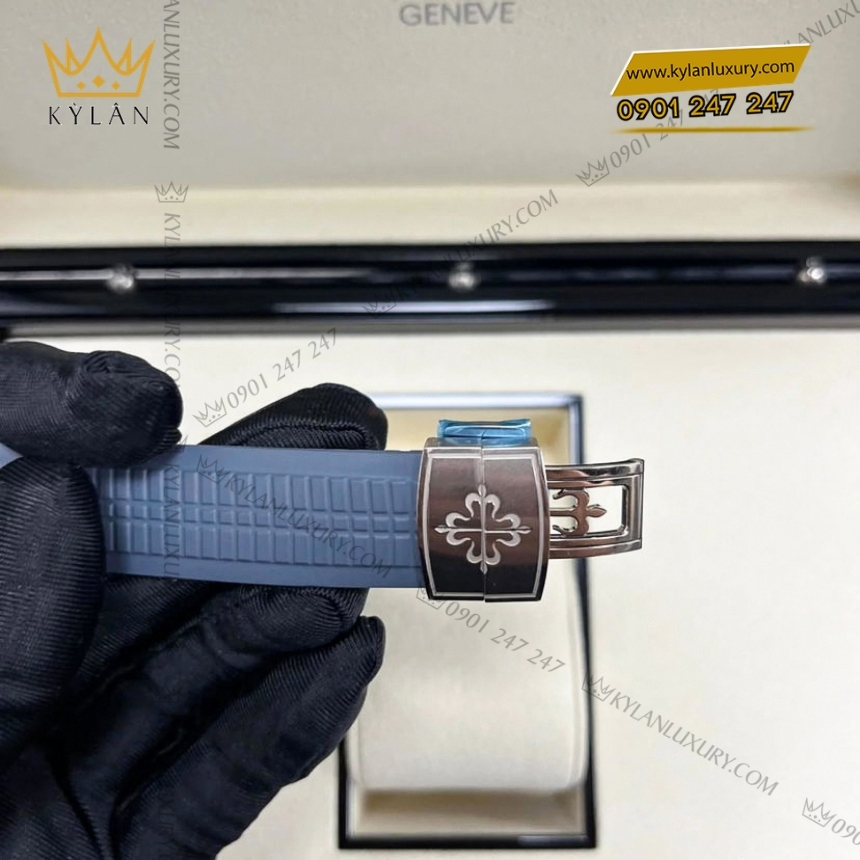 Kỳ Lân Luxury patek philippe aquanaut 5164g 001 travel time 6 Đồng hồ Patek Philippe Aquanaut Travel Time mặt xanh xám 5164G-001