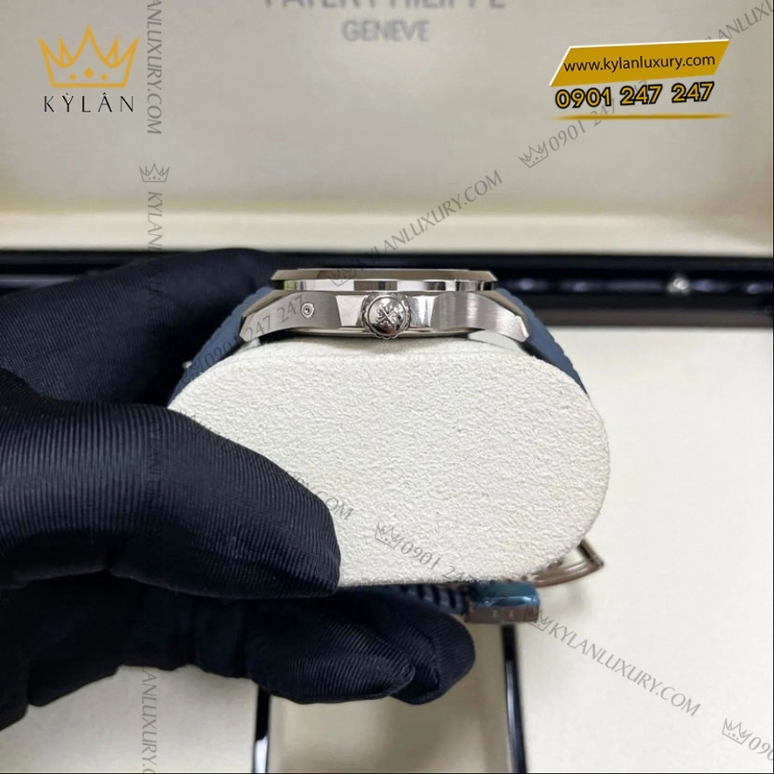 Kỳ Lân Luxury patek philippe aquanaut 5164g 001 travel time 9 Đồng hồ Patek Philippe Aquanaut Travel Time mặt xanh xám 5164G-001