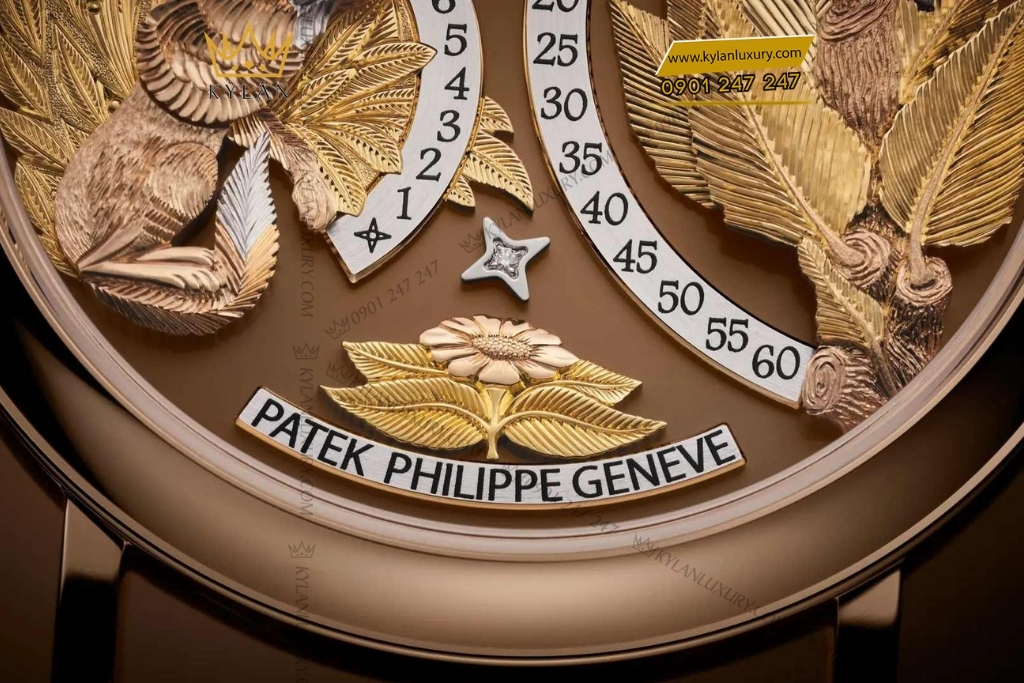 Kỳ Lân Luxury patek philippe mat so nau thu cong 5249r 001 6 Đồng hồ Patek Philippe Complications mặt số nâu thủ công 5249R-001