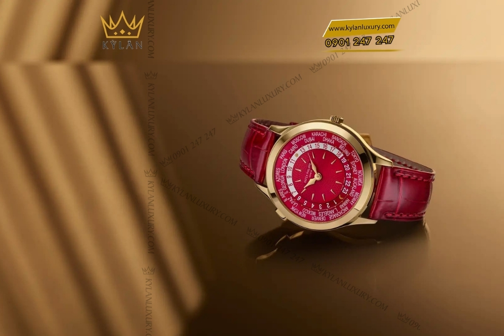 Kỳ Lân Luxury patek philippe world time 7129j 001 2 Đồng hồ Patek Philippe World Time mặt số đỏ 7129J-001