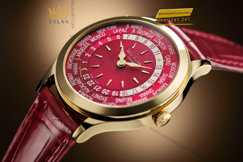 Kỳ Lân Luxury patek philippe world time 7129j 001 5 Đồng hồ Patek Philippe World Time mặt số đỏ 7129J-001