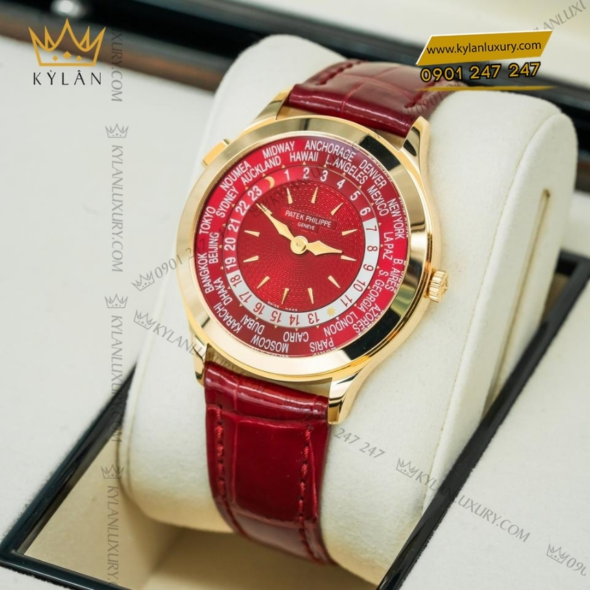 Kỳ Lân Luxury patek philippe world time 7129j 001 6 1 Đồng hồ Patek Philippe World Time mặt số đỏ 7129J-001