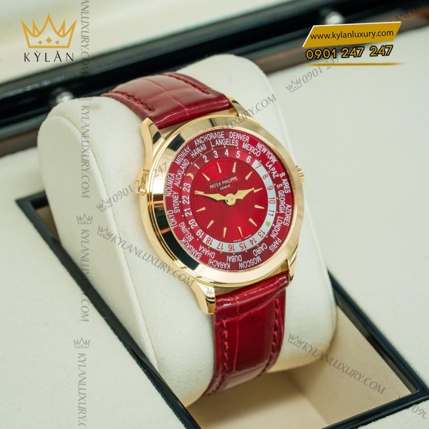 Kỳ Lân Luxury patek philippe world time 7129j 001 8 1 Đồng hồ Patek Philippe World Time mặt số đỏ 7129J-001