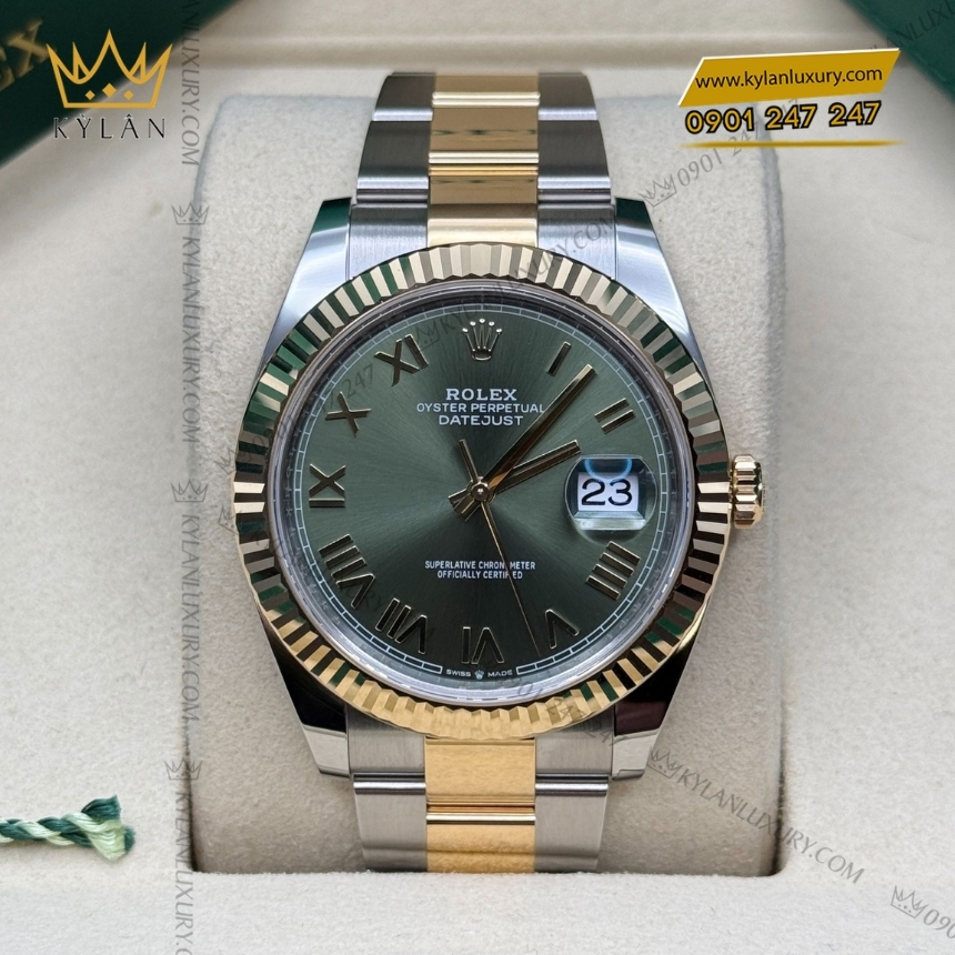 Kỳ Lân Luxury rolex datejust 126333 0023 olive day oyster 2 1 Đồng hồ Rolex Datejust 41 mặt olive dây oyster 126333-0023