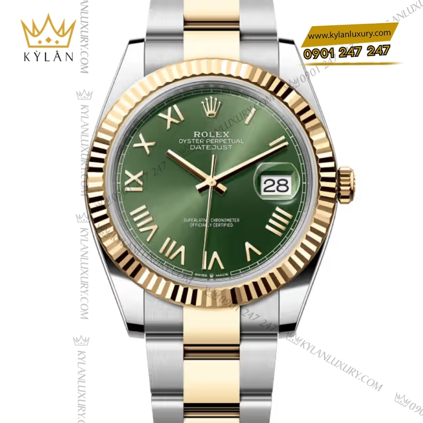 Kỳ Lân Luxury rolex datejust 126333 0023 olive day oyster 2 Đồng hồ Rolex Datejust 41 mặt olive dây oyster 126333-0023