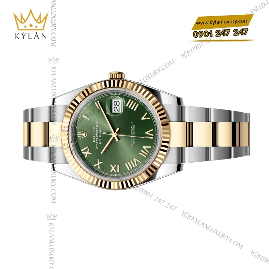 Kỳ Lân Luxury rolex datejust 126333 0023 olive day oyster 3 Đồng hồ Rolex Datejust 41 mặt olive dây oyster 126333-0023