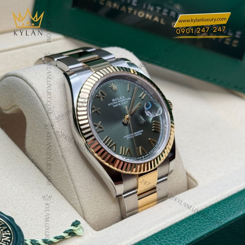 Kỳ Lân Luxury rolex datejust 126333 0023 olive day oyster 4 1 Đồng hồ Rolex Datejust 41 mặt olive dây oyster 126333-0023