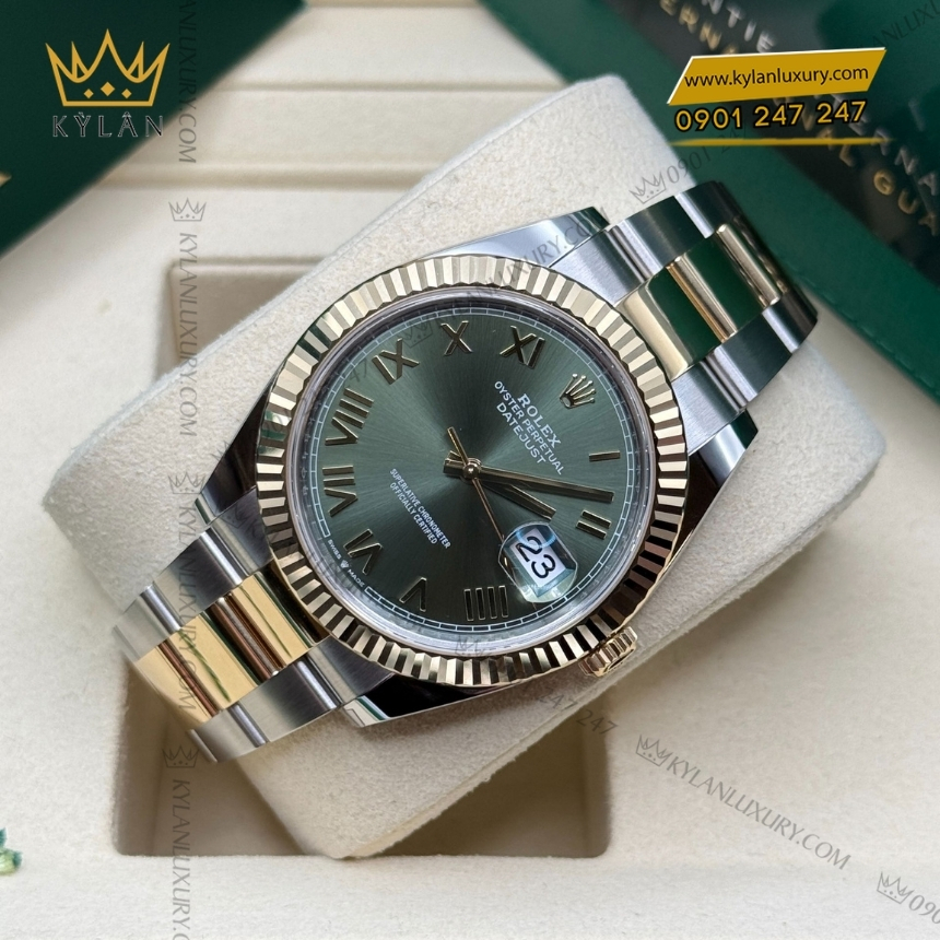 Kỳ Lân Luxury rolex datejust 126333 0023 olive day oyster 5 Đồng hồ Rolex Datejust 41 mặt olive dây oyster 126333-0023