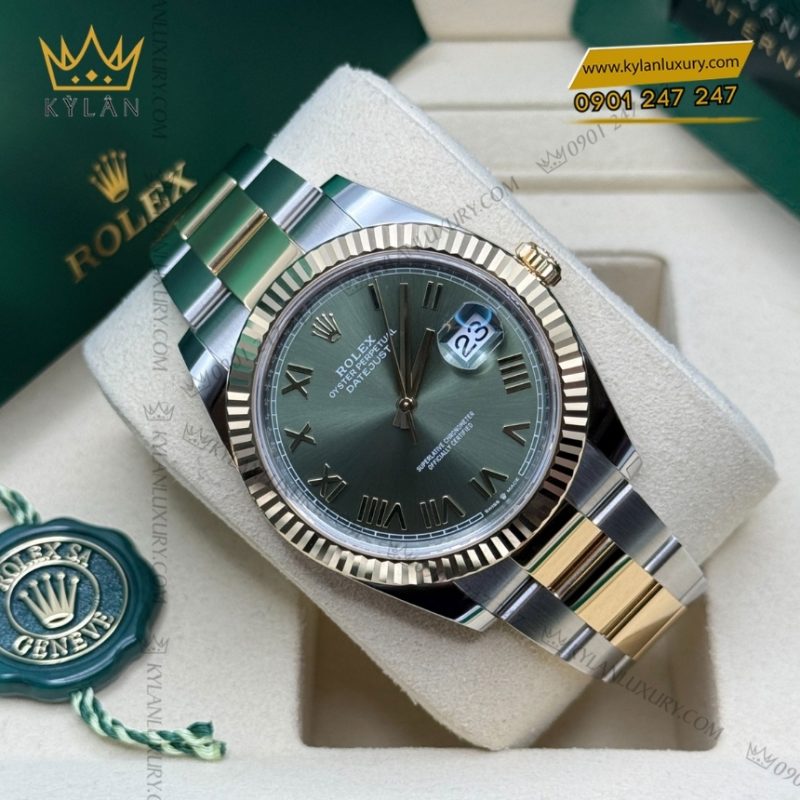 Đồng hồ Rolex Datejust 41 mặt olive dây oyster 126333-0023