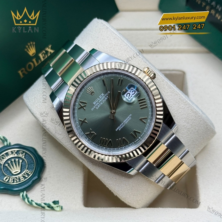 Kỳ Lân Luxury rolex datejust 126333 0023 olive day oyster 6 Đồng hồ Rolex Datejust 41 mặt olive dây oyster 126333-0023