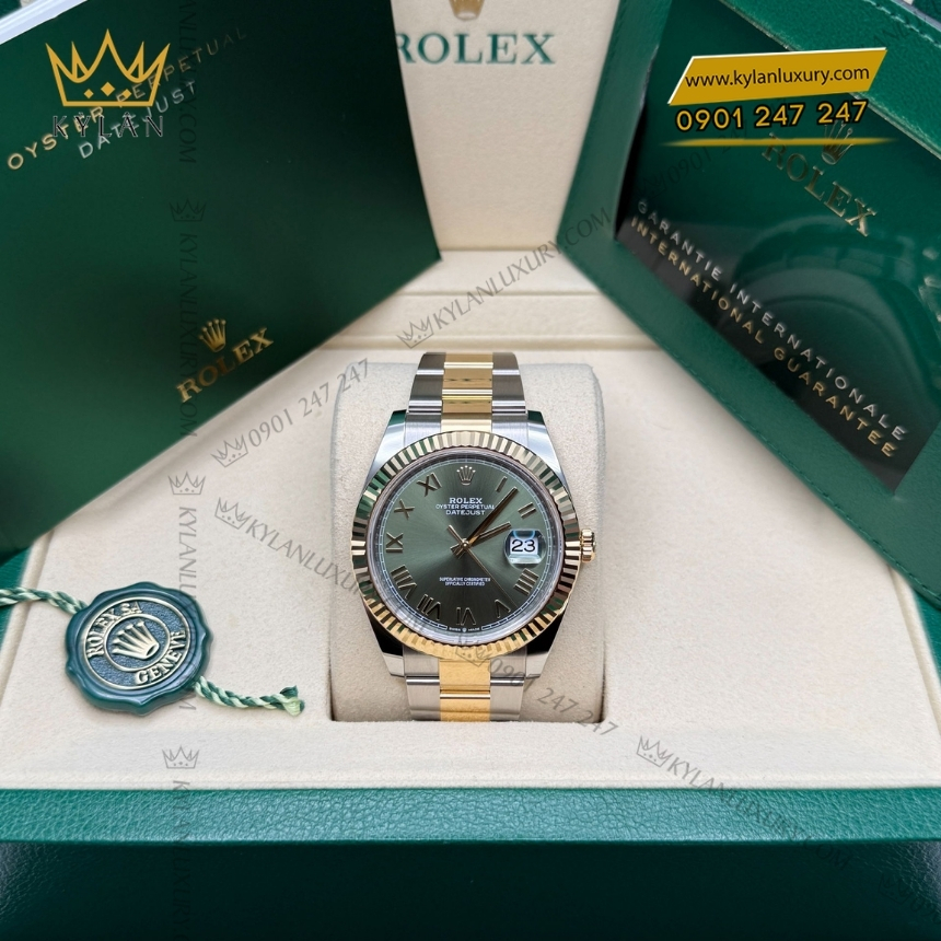 Kỳ Lân Luxury rolex datejust 126333 0023 olive day oyster 9 Đồng hồ Rolex Datejust 41 mặt olive dây oyster 126333-0023