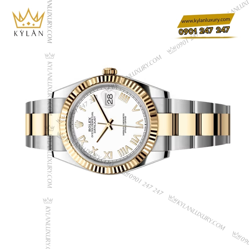 Kỳ Lân Luxury rolex datejust 126333 0025 trang day oyster 3 Đồng hồ Rolex Datejust 41 mặt trắng dây oyster 126333-0025