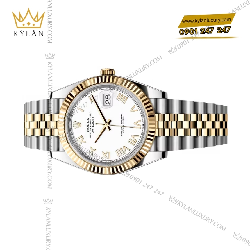 Kỳ Lân Luxury rolex datejust 126333 0026 trang la ma 3 Đồng hồ Rolex Datejust 41 trắng La Mã 126333-0026