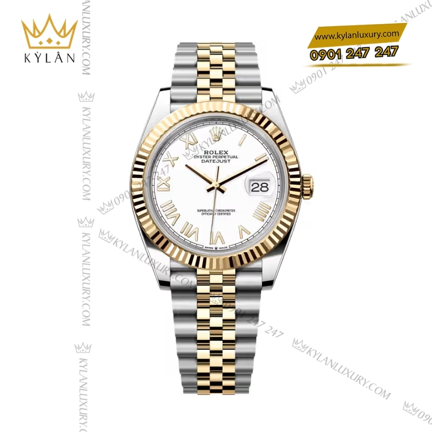 Kỳ Lân Luxury rolex datejust 126333 0026 trang la ma 4 Đồng hồ Rolex Datejust 41 trắng La Mã 126333-0026