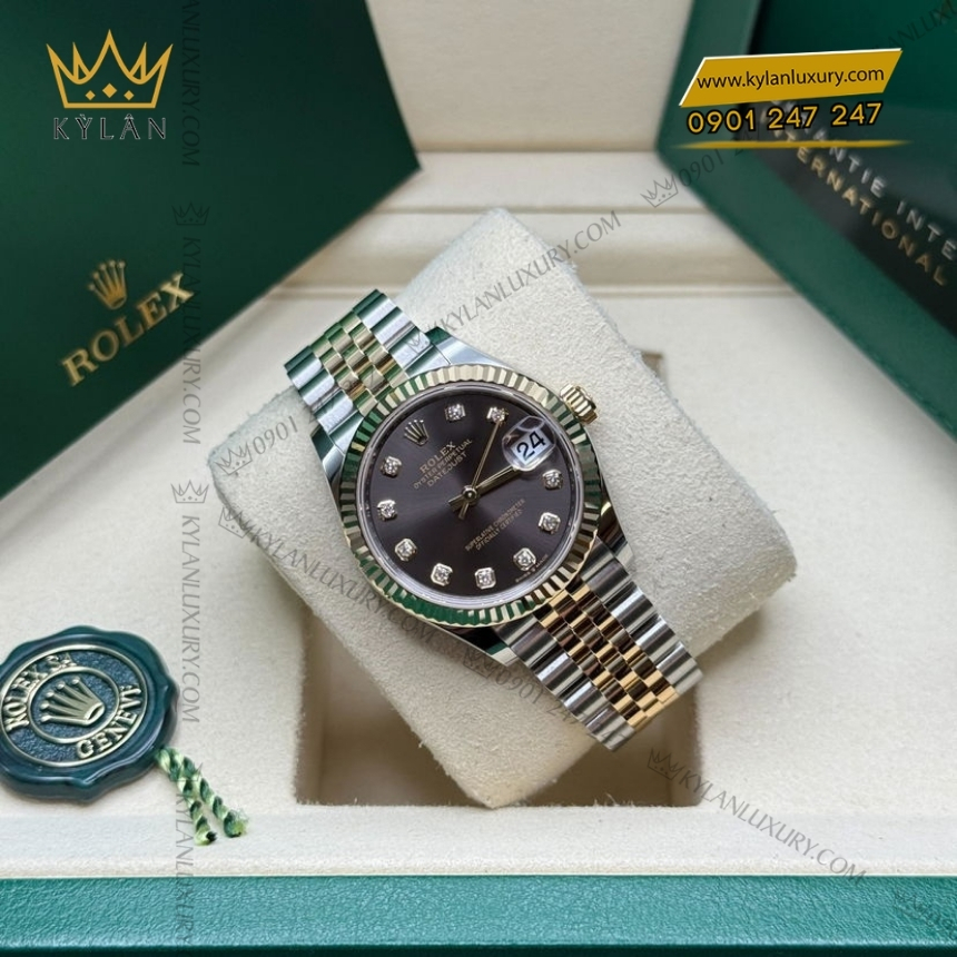 Kỳ Lân Luxury rolex datejust 31 278273 mat xam kim cuong 6 Đồng hồ Rolex Datejust 31 mặt xám đính kim 278273-0022